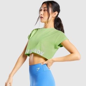 Gymshark lime green cropped Tee